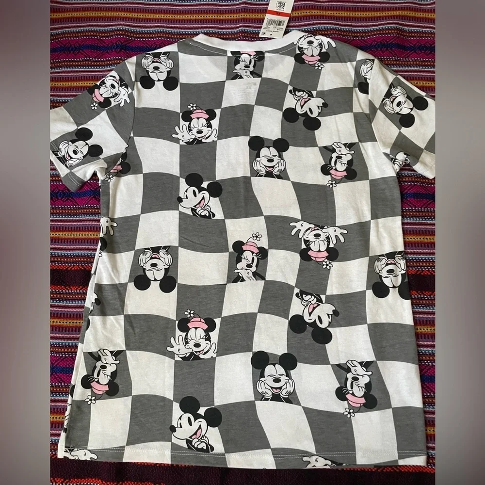 Disney Mickey Mouse Gray and White Checkered Tee - Picture 3 of 10